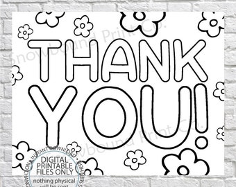 Coloring thank oneself Etsy picture relating to Printable Thank You Cards to Color known as Coloring thank oneself Etsy